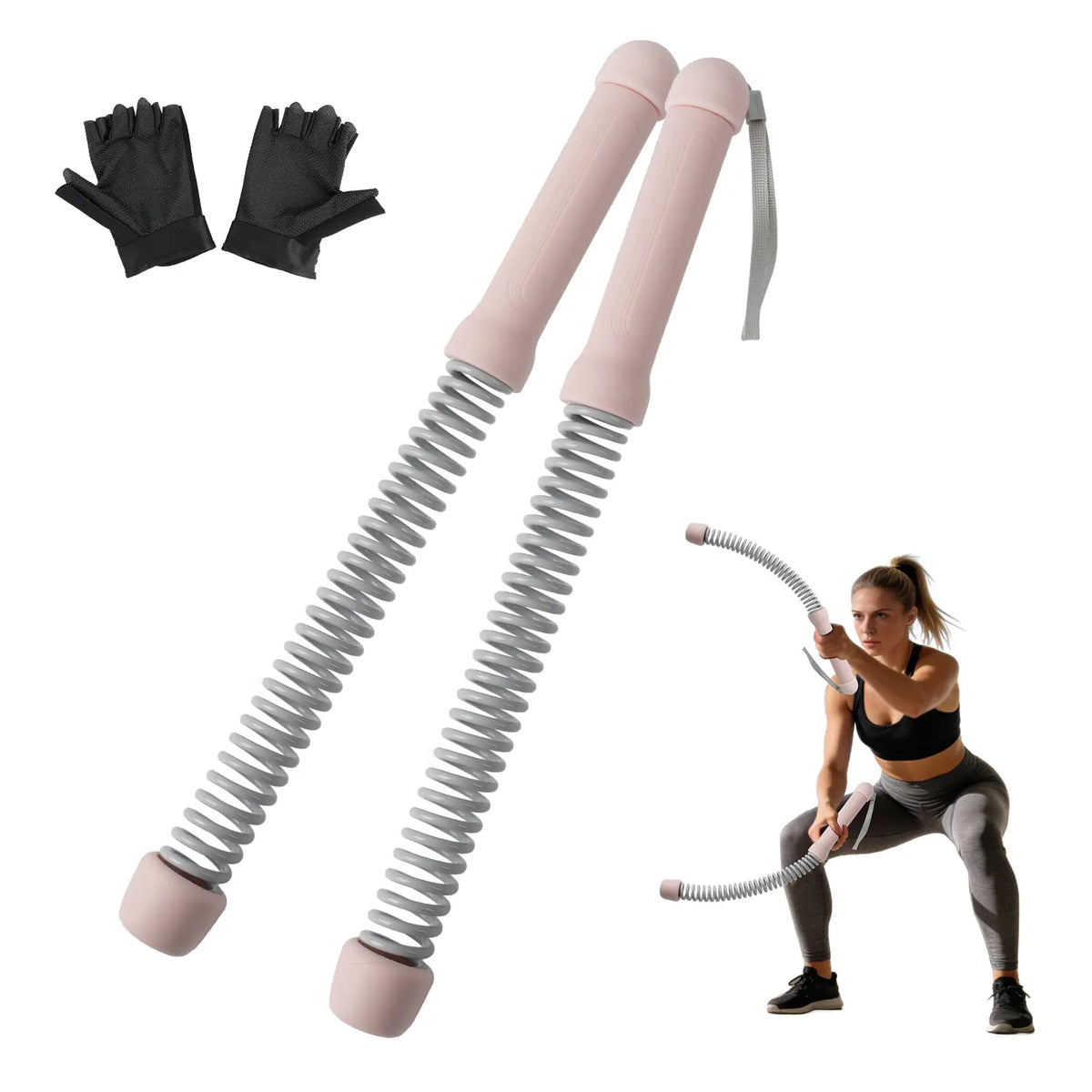 Cordless Battle Ropes with Adjustable Resistance Springs - Weighted Ropeless Battle Rope for Home Gym Exercise, Portable Workout Equipment for Strength Training & Cardio Fitness