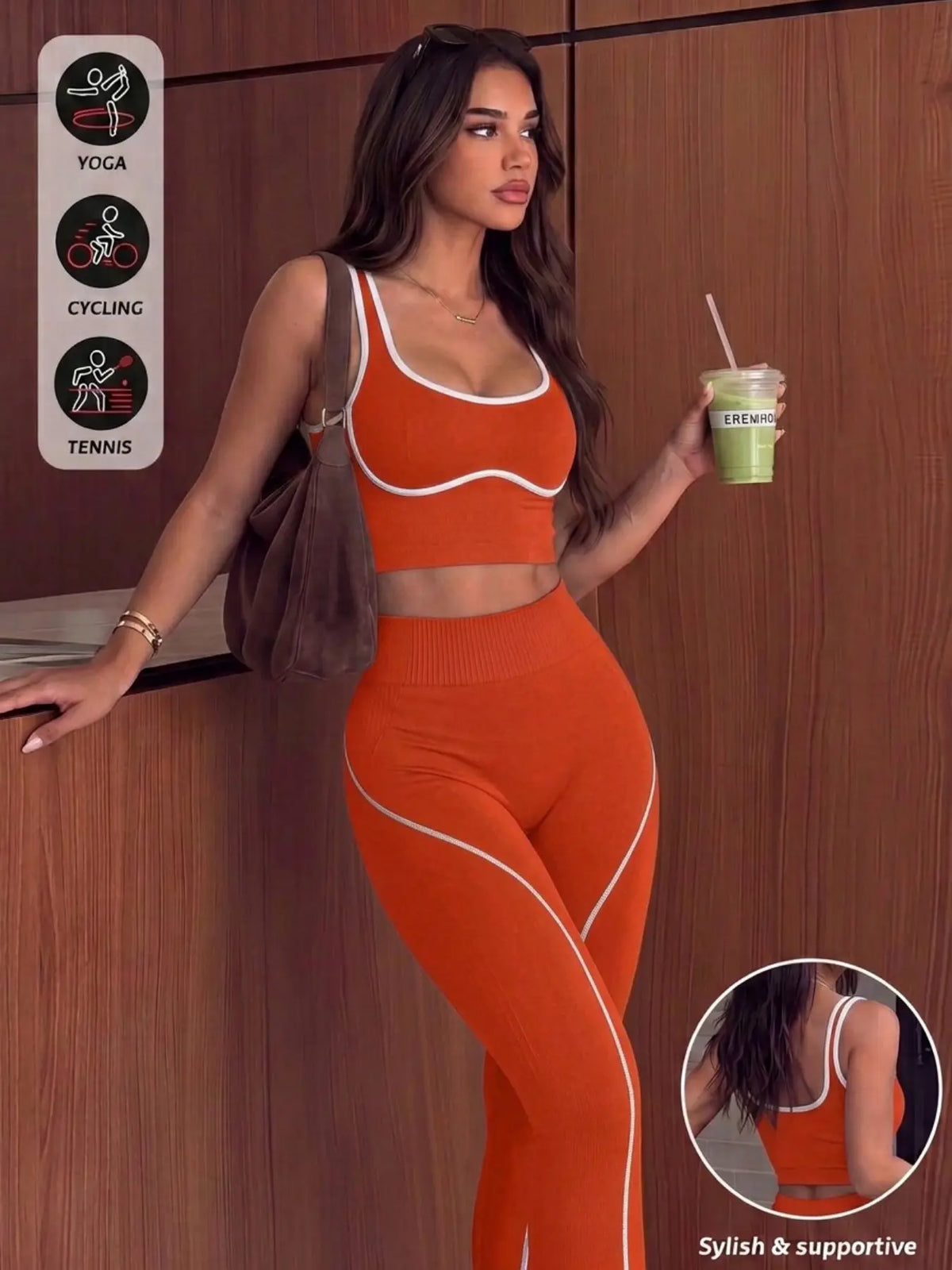 Women'S 2-Piece Sporty Yoga Set, Seamless Design, Breathable Sports Tank Top, High-Waisted Leggings, Ideal for Yoga, Running, and Workouts, Gym Workout Sets