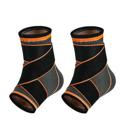 Unisex Adjustable Compression Ankle Support Sleeve - Knit Fabric Sporty Protective Gear with Elastic Adjustable Braces, Anti-Slip Strap, Breathable, Sprain Relief for Basketball, Running - Sohochic