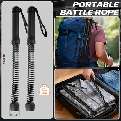 Cordless Battle Ropes with Adjustable Resistance Springs - Weighted Ropeless Battle Rope for Home Gym Exercise, Portable Workout Equipment for Strength Training & Cardio Fitness