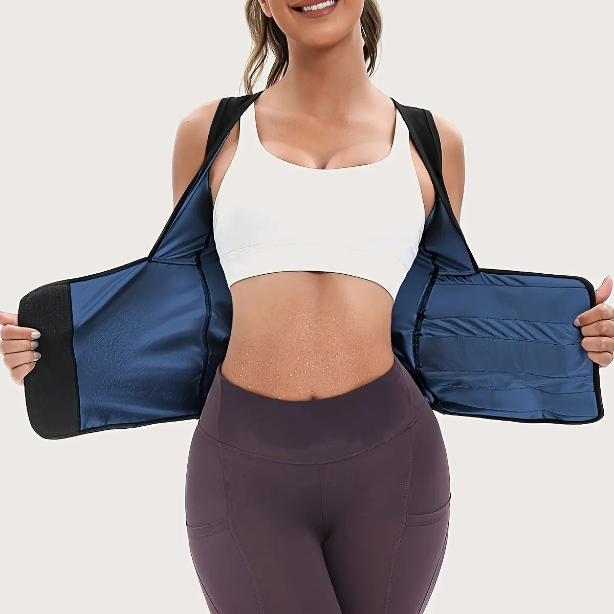 Women'S Bra-Style High Performance Quick Dry Sauna Sweat Vest - Fixed Anti-Sagging Bra, Tummy Control, Stick-On Waist Trimmer, Multi-Size Body Shaper for Yoga Sports, Gym Workout Wear, Athletic Outfits High Performance Activewear