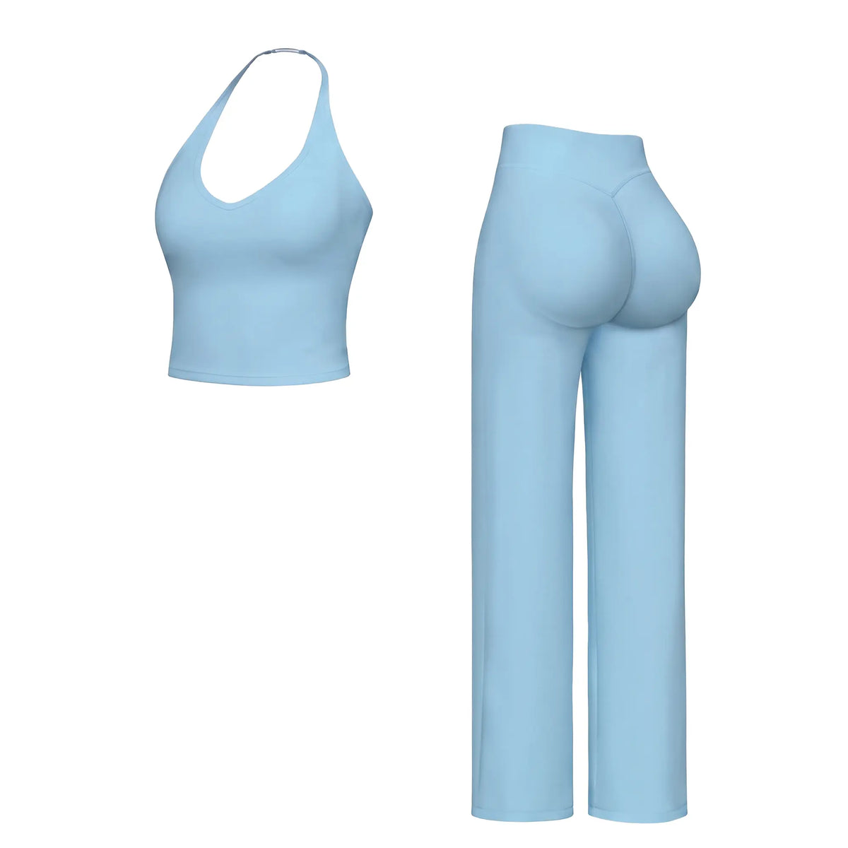 Women’S 2-Piece Plain Sleeveless Crop Top & Flare Leg Pants Set - Nylon Knit 4-Way Soft Stretch Activewear, Breathable Casual Sportswear Outfit, Fitted Yoga Set for Gym & Home Wear, OL Style Pullover