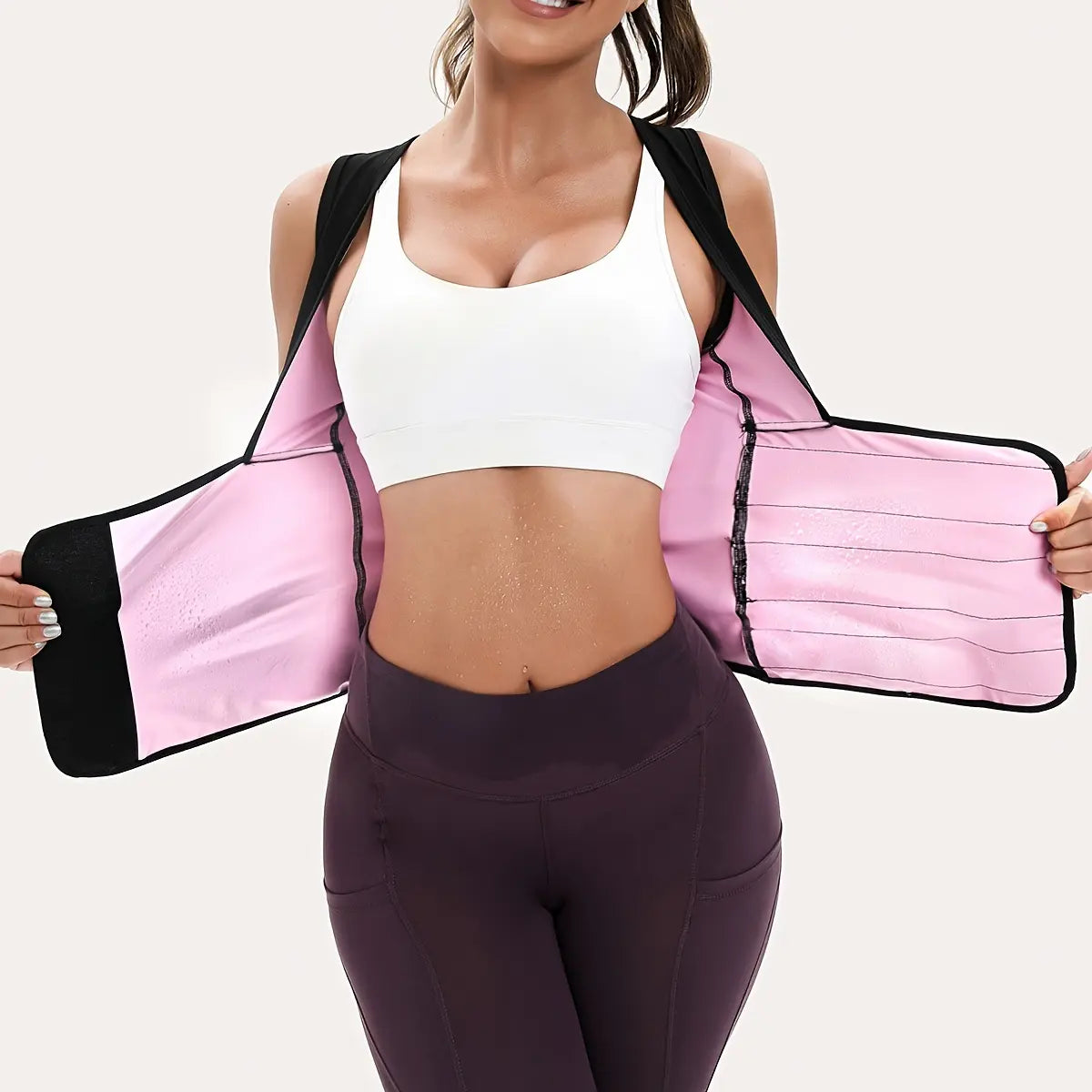 Women'S Bra-Style High Performance Quick Dry Sauna Sweat Vest - Fixed Anti-Sagging Bra, Tummy Control, Stick-On Waist Trimmer, Multi-Size Body Shaper for Yoga Sports, Gym Workout Wear, Athletic Outfits High Performance Activewear