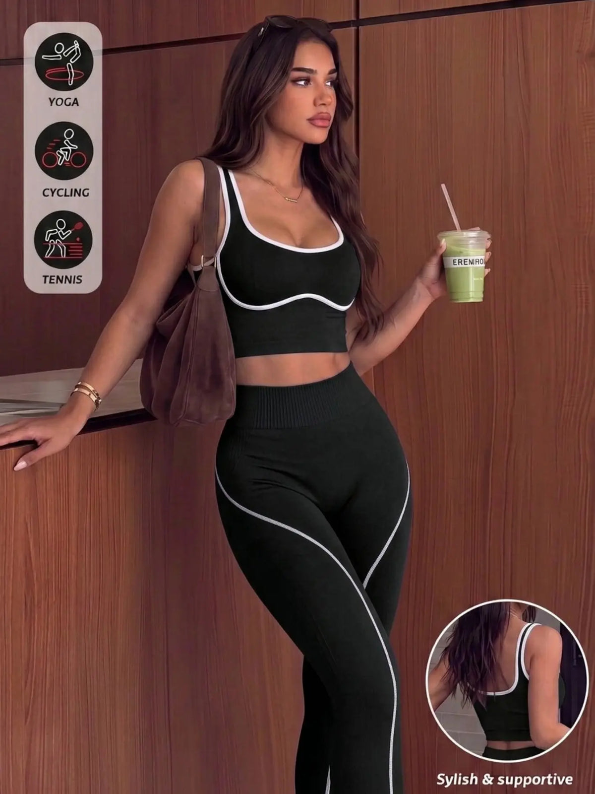 Women'S 2-Piece Sporty Yoga Set, Seamless Design, Breathable Sports Tank Top, High-Waisted Leggings, Ideal for Yoga, Running, and Workouts, Gym Workout Sets