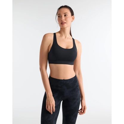 SOLBRACE U Neck Cross Back Sports Bra, Removable Padded Soft High Stretch Lightweight Breathable Strappy Workout Tank Top for Yoga Daily