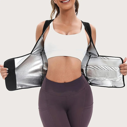 Women'S Bra-Style High Performance Quick Dry Sauna Sweat Vest - Fixed Anti-Sagging Bra, Tummy Control, Stick-On Waist Trimmer, Multi-Size Body Shaper for Yoga Sports, Gym Workout Wear, Athletic Outfits High Performance Activewear