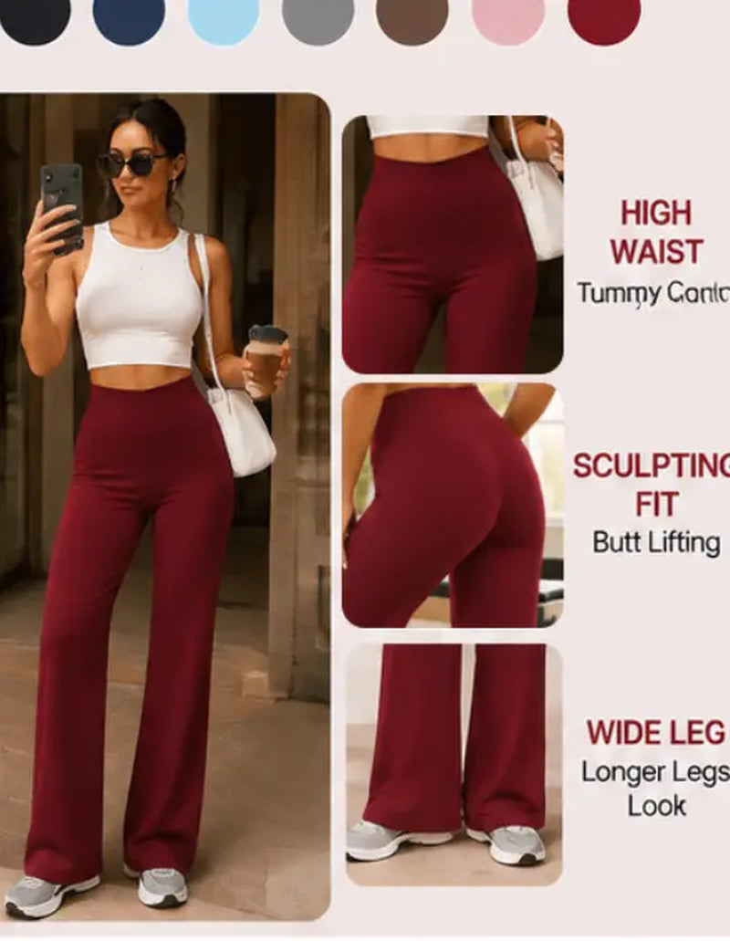 Women’S 2-Piece Plain Sleeveless Crop Top & Flare Leg Pants Set - Nylon Knit 4-Way Soft Stretch Activewear, Breathable Casual Sportswear Outfit, Fitted Yoga Set for Gym & Home Wear, OL Style Pullover