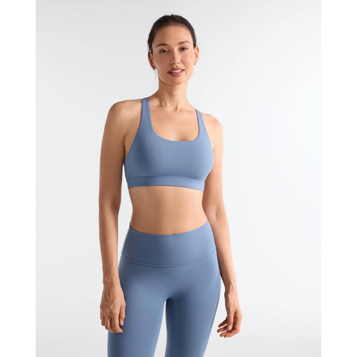 SOLBRACE U Neck Cross Back Sports Bra, Removable Padded Soft High Stretch Lightweight Breathable Strappy Workout Tank Top for Yoga Daily