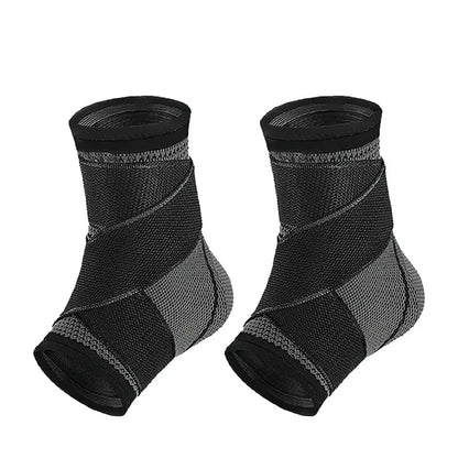 Unisex Adjustable Compression Ankle Support Sleeve - Knit Fabric Sporty Protective Gear with Elastic Adjustable Braces, Anti-Slip Strap, Breathable, Sprain Relief for Basketball, Running - Sohochic