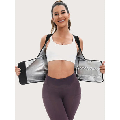 Women'S Bra-Style High Performance Quick Dry Sauna Sweat Vest - Fixed Anti-Sagging Bra, Tummy Control, Stick-On Waist Trimmer, Multi-Size Body Shaper for Yoga Sports, Gym Workout Wear, Athletic Outfits High Performance Activewear