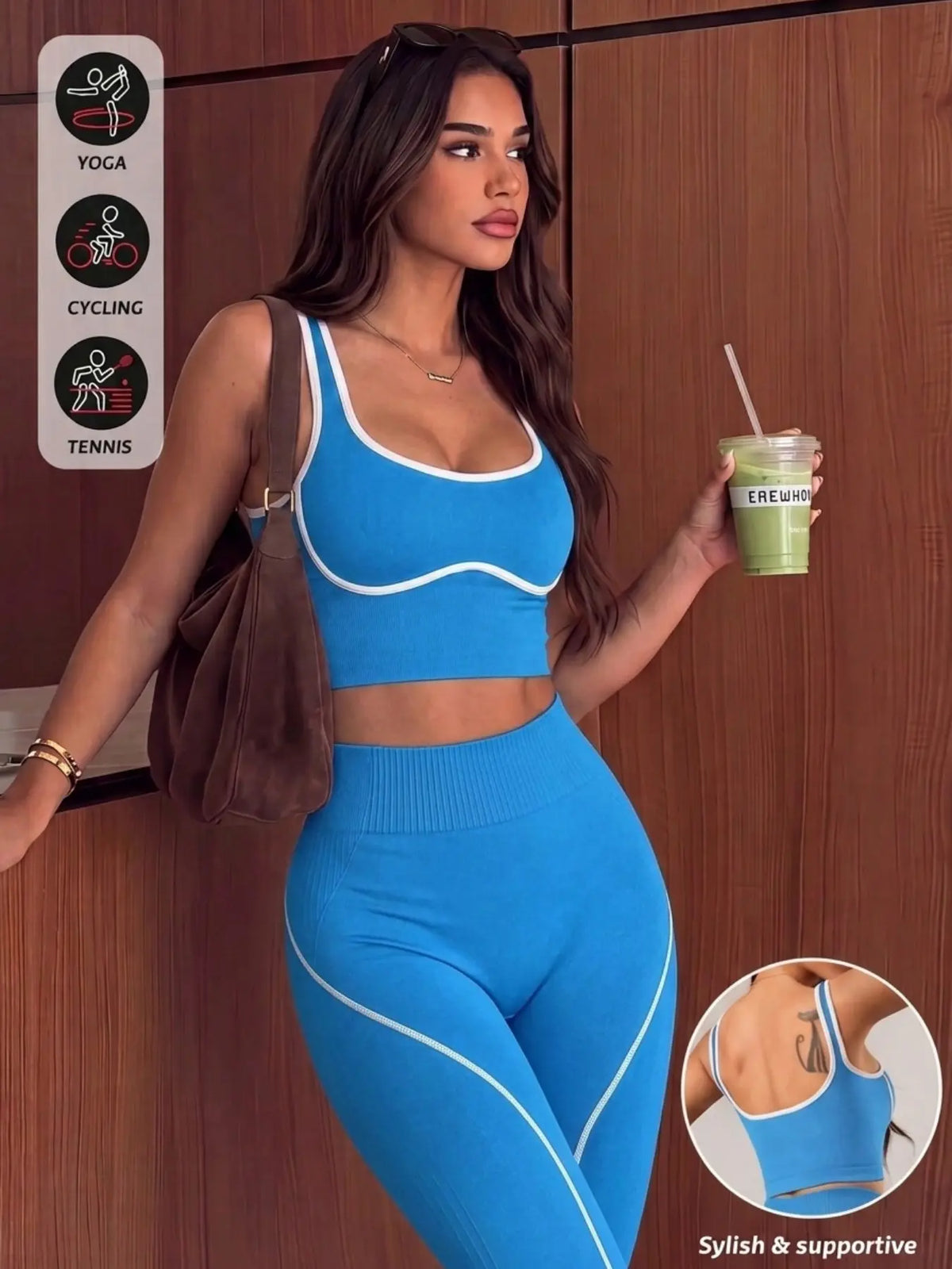 Women'S 2-Piece Sporty Yoga Set, Seamless Design, Breathable Sports Tank Top, High-Waisted Leggings, Ideal for Yoga, Running, and Workouts, Gym Workout Sets