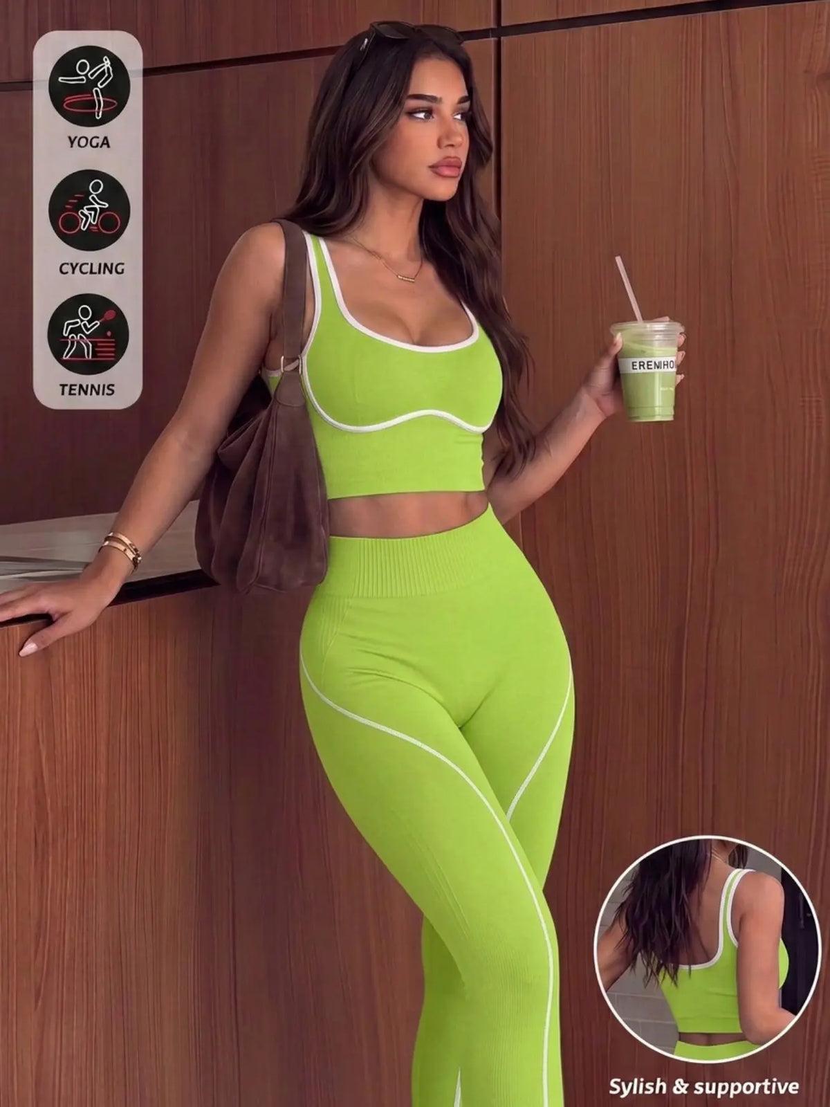 Women'S 2-Piece Sporty Yoga Set, Seamless Design, Breathable Sports Tank Top, High-Waisted Leggings, Ideal for Yoga, Running, and Workouts, Gym Workout Sets