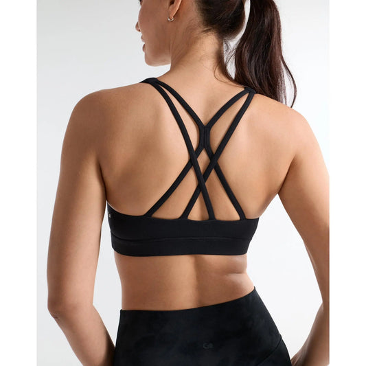 SOLBRACE U Neck Cross Back Sports Bra, Removable Padded Soft High Stretch Lightweight Breathable Strappy Workout Tank Top for Yoga Daily
