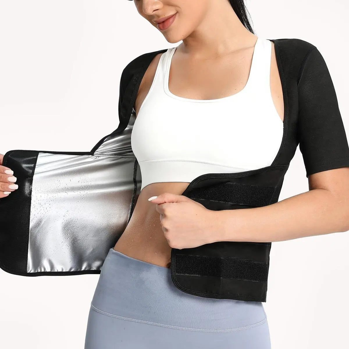 Women'S Bra-Style High Performance Quick Dry Sauna Sweat Vest - Fixed Anti-Sagging Bra, Tummy Control, Stick-On Waist Trimmer, Multi-Size Body Shaper for Yoga Sports, Gym Workout Wear, Athletic Outfits High Performance Activewear