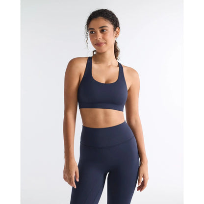 SOLBRACE U Neck Cross Back Sports Bra, Removable Padded Soft High Stretch Lightweight Breathable Strappy Workout Tank Top for Yoga Daily