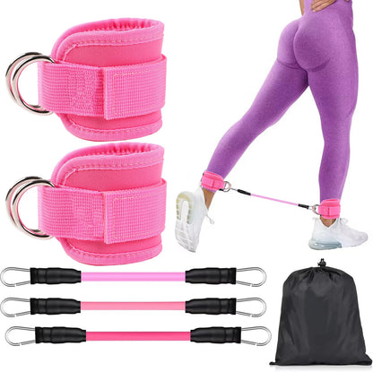 TPE Resistance Bands Ankle Straps for Glute Leg Workout, Home Gym Yoga Fitness Equipment - Men Women (Adjustable)