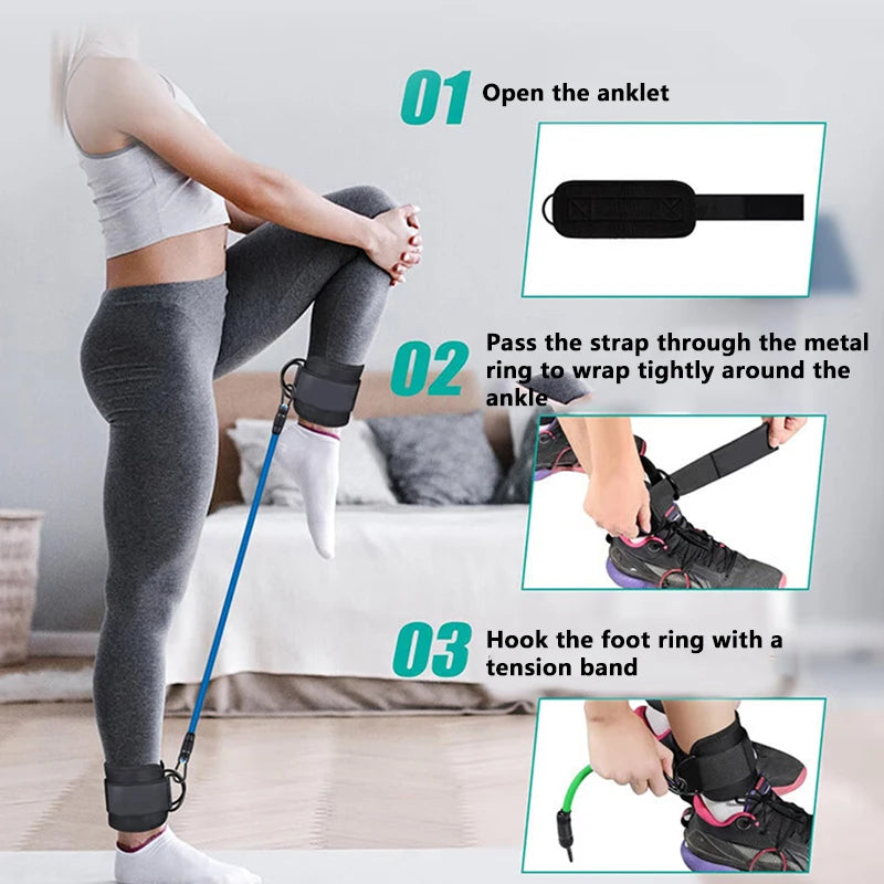 TPE Resistance Bands Ankle Straps for Glute Leg Workout, Home Gym Yoga Fitness Equipment - Men Women (Adjustable)