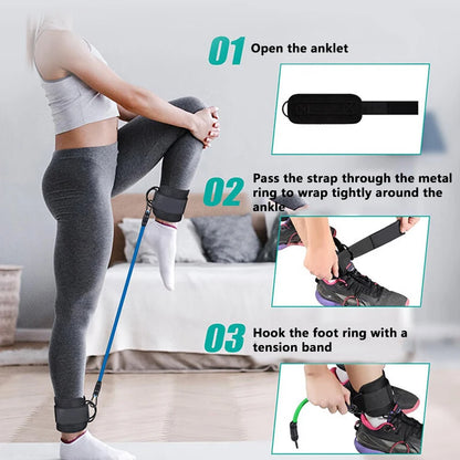 TPE Resistance Bands Ankle Straps for Glute Leg Workout, Home Gym Yoga Fitness Equipment - Men Women (Adjustable)