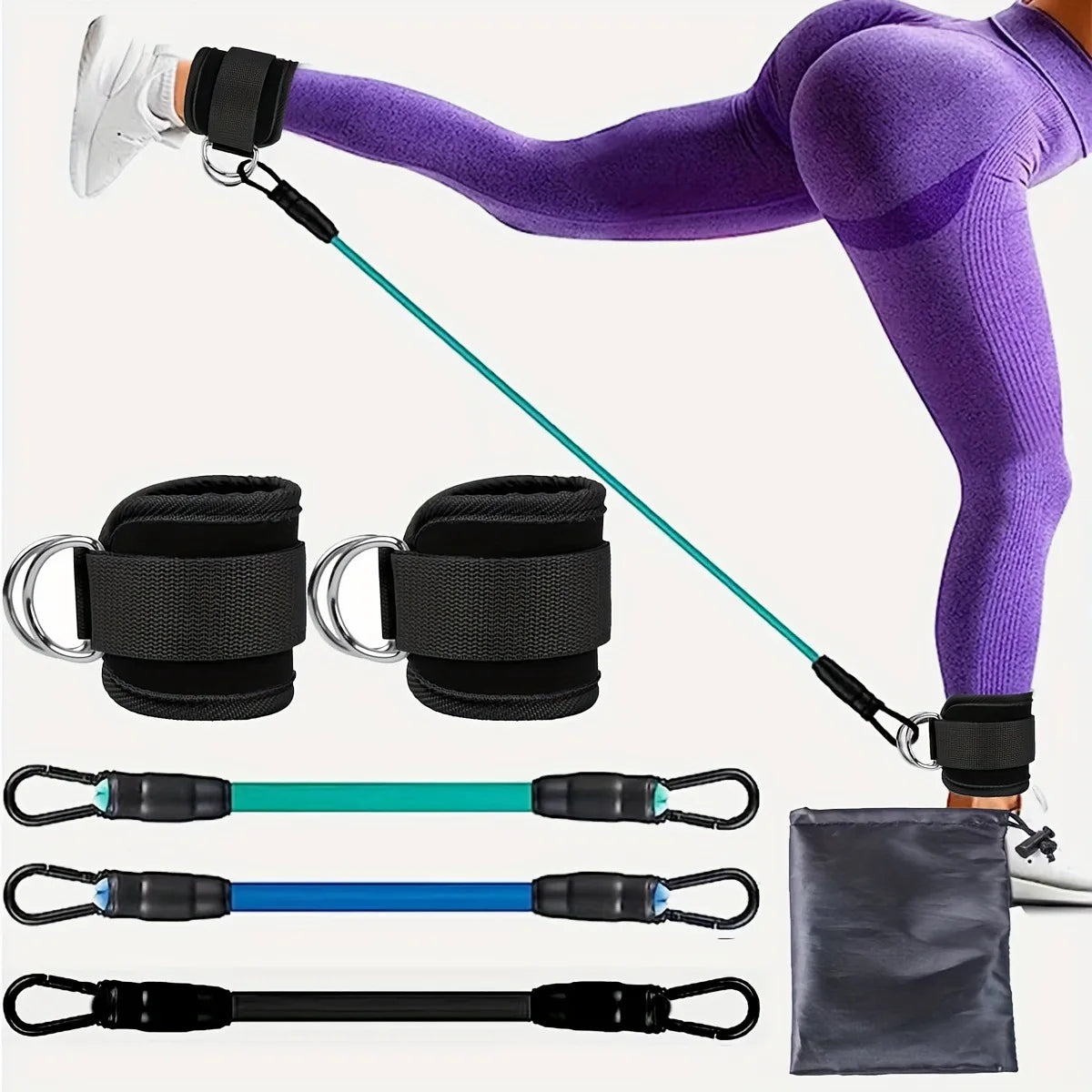 TPE Resistance Bands Ankle Straps for Glute Leg Workout, Home Gym Yoga Fitness Equipment - Men Women (Adjustable)
