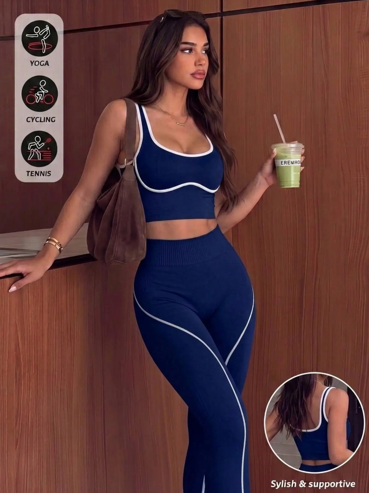 Women'S 2-Piece Sporty Yoga Set, Seamless Design, Breathable Sports Tank Top, High-Waisted Leggings, Ideal for Yoga, Running, and Workouts, Gym Workout Sets