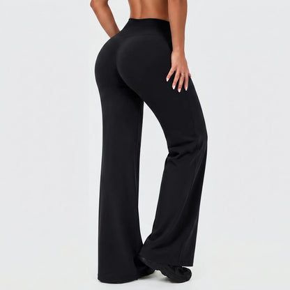 Women’S 2-Piece Plain Sleeveless Crop Top & Flare Leg Pants Set - Nylon Knit 4-Way Soft Stretch Activewear, Breathable Casual Sportswear Outfit, Fitted Yoga Set for Gym & Home Wear, OL Style Pullover