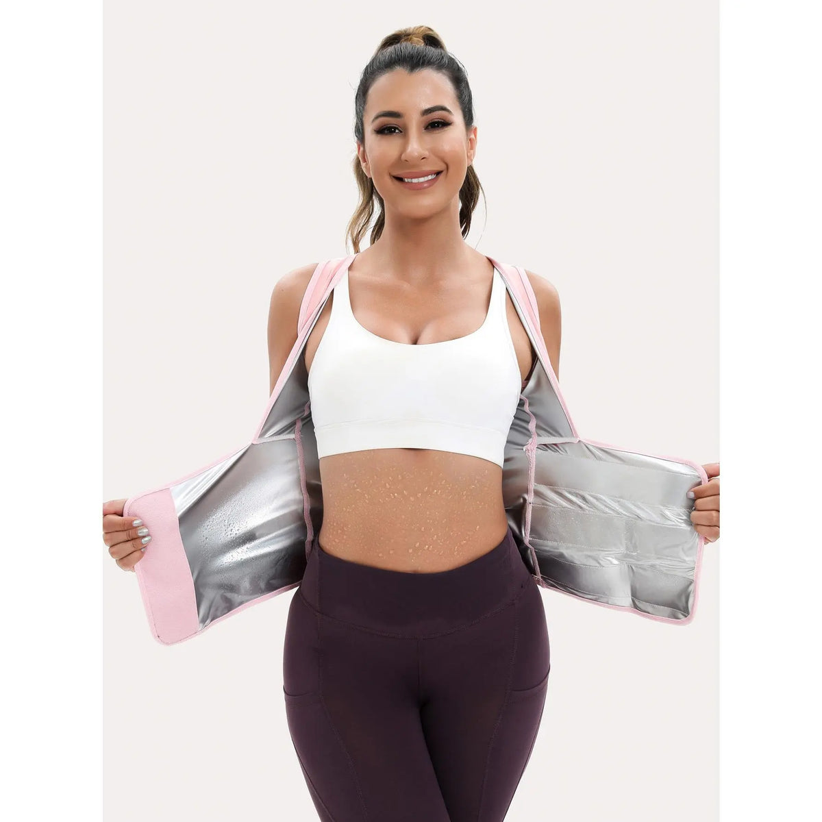 Women'S Bra-Style High Performance Quick Dry Sauna Sweat Vest - Fixed Anti-Sagging Bra, Tummy Control, Stick-On Waist Trimmer, Multi-Size Body Shaper for Yoga Sports, Gym Workout Wear, Athletic Outfits High Performance Activewear