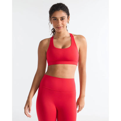 SOLBRACE U Neck Cross Back Sports Bra, Removable Padded Soft High Stretch Lightweight Breathable Strappy Workout Tank Top for Yoga Daily