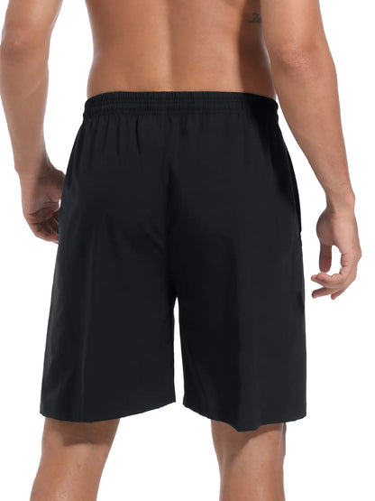 Noeallyrisss 5 Packs Fitted Men'S Quick-Dry Elastic Waist Sports Shorts - Breathable, Durable, Dry-Fit, Side Pockets, Adjustable Drawstring - Black Activewear for Basketball, Running
