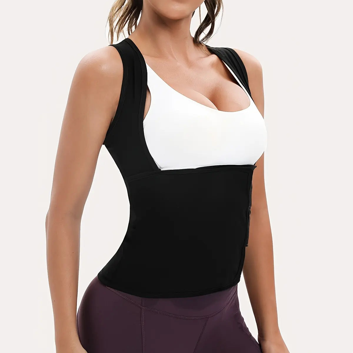 Women'S Bra-Style High Performance Quick Dry Sauna Sweat Vest - Fixed Anti-Sagging Bra, Tummy Control, Stick-On Waist Trimmer, Multi-Size Body Shaper for Yoga Sports, Gym Workout Wear, Athletic Outfits High Performance Activewear