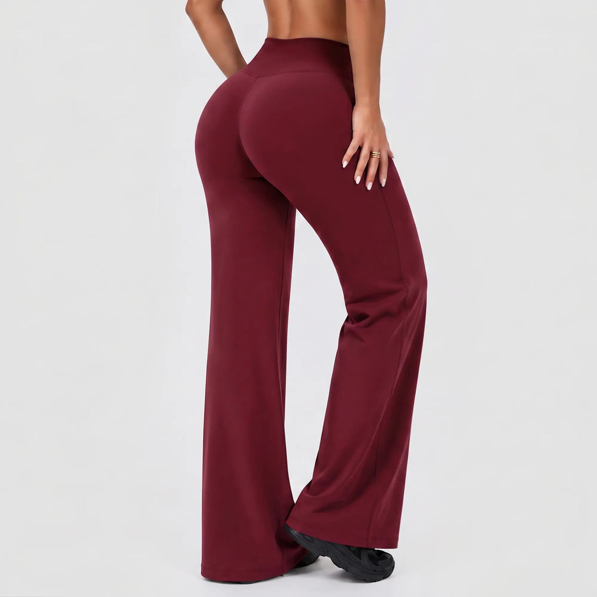 Women’S 2-Piece Plain Sleeveless Crop Top & Flare Leg Pants Set - Nylon Knit 4-Way Soft Stretch Activewear, Breathable Casual Sportswear Outfit, Fitted Yoga Set for Gym & Home Wear, OL Style Pullover