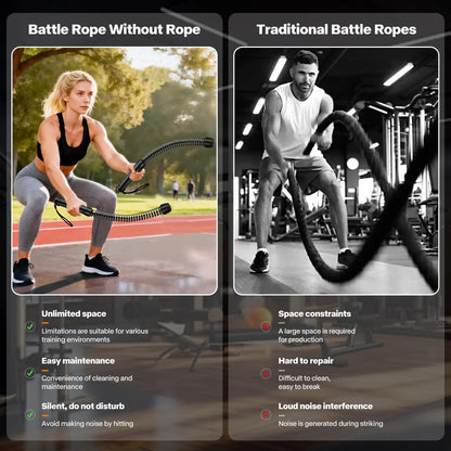 Cordless Battle Ropes with Adjustable Resistance Springs - Weighted Ropeless Battle Rope for Home Gym Exercise, Portable Workout Equipment for Strength Training & Cardio Fitness