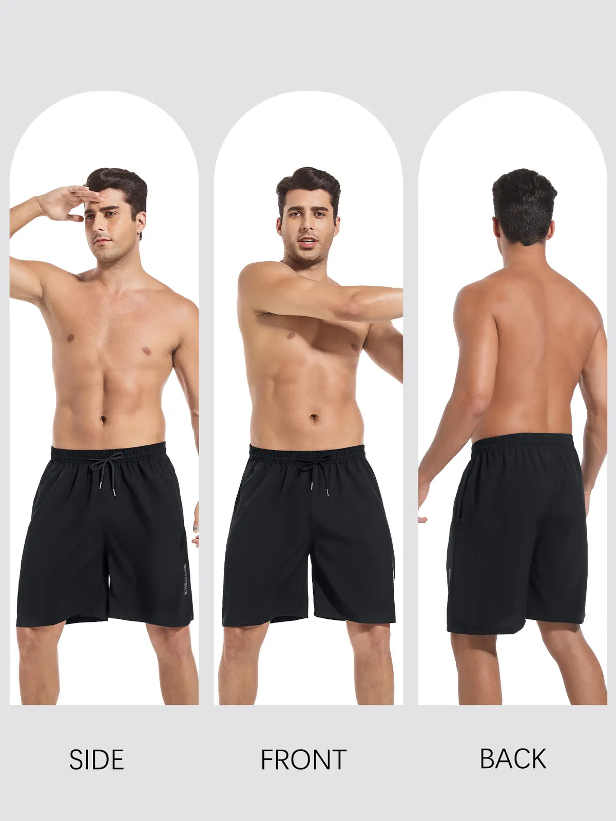 Noeallyrisss 5 Packs Fitted Men'S Quick-Dry Elastic Waist Sports Shorts - Breathable, Durable, Dry-Fit, Side Pockets, Adjustable Drawstring - Black Activewear for Basketball, Running