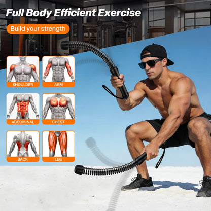 Cordless Battle Ropes with Adjustable Resistance Springs - Weighted Ropeless Battle Rope for Home Gym Exercise, Portable Workout Equipment for Strength Training & Cardio Fitness