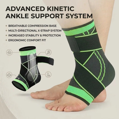 UGEM 2-Pack Copper Ion Adjustable Ankle Support Brace for Men & Women - Breathable Fabric Compression Sleeve Leg,Ankle Protectionmulti-Size Secure Hold Sprain Aid for Sports Recover
