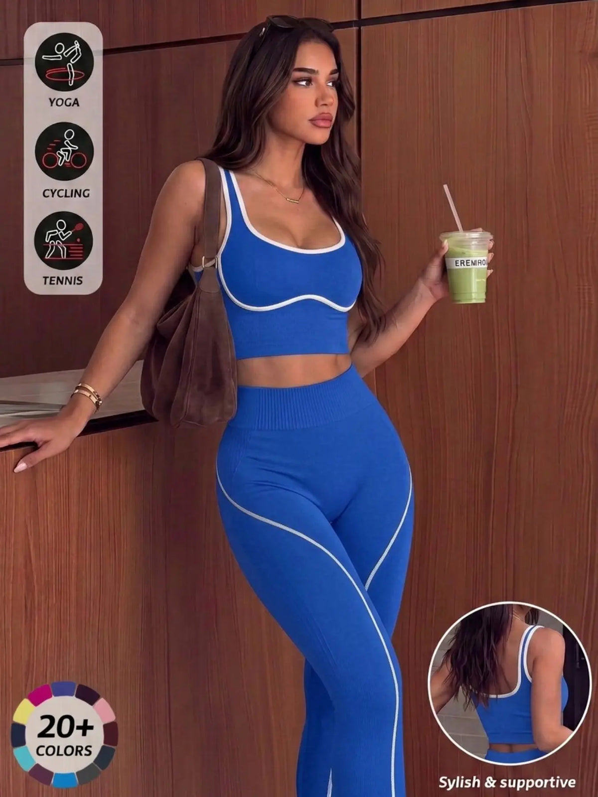 Women'S 2-Piece Sporty Yoga Set, Seamless Design, Breathable Sports Tank Top, High-Waisted Leggings, Ideal for Yoga, Running, and Workouts, Gym Workout Sets