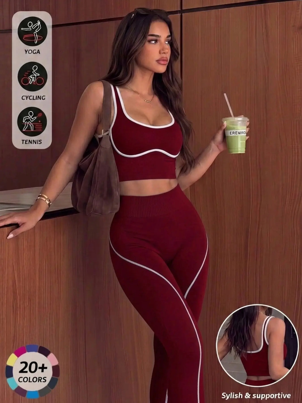 Women'S 2-Piece Sporty Yoga Set, Seamless Design, Breathable Sports Tank Top, High-Waisted Leggings, Ideal for Yoga, Running, and Workouts, Gym Workout Sets
